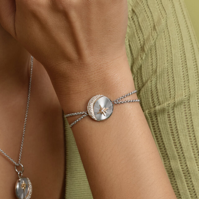 Bracelet Celestial Star and Moon Argent