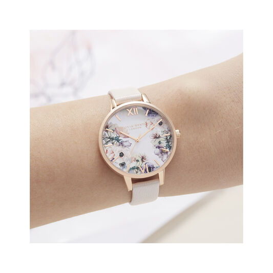 Watercolour Florals Nude & Rose Gold Watch