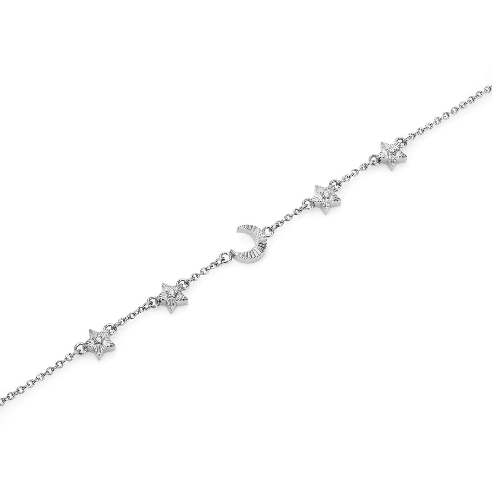 Celestial Mini North Star and Moon Silver Tone Bracelet