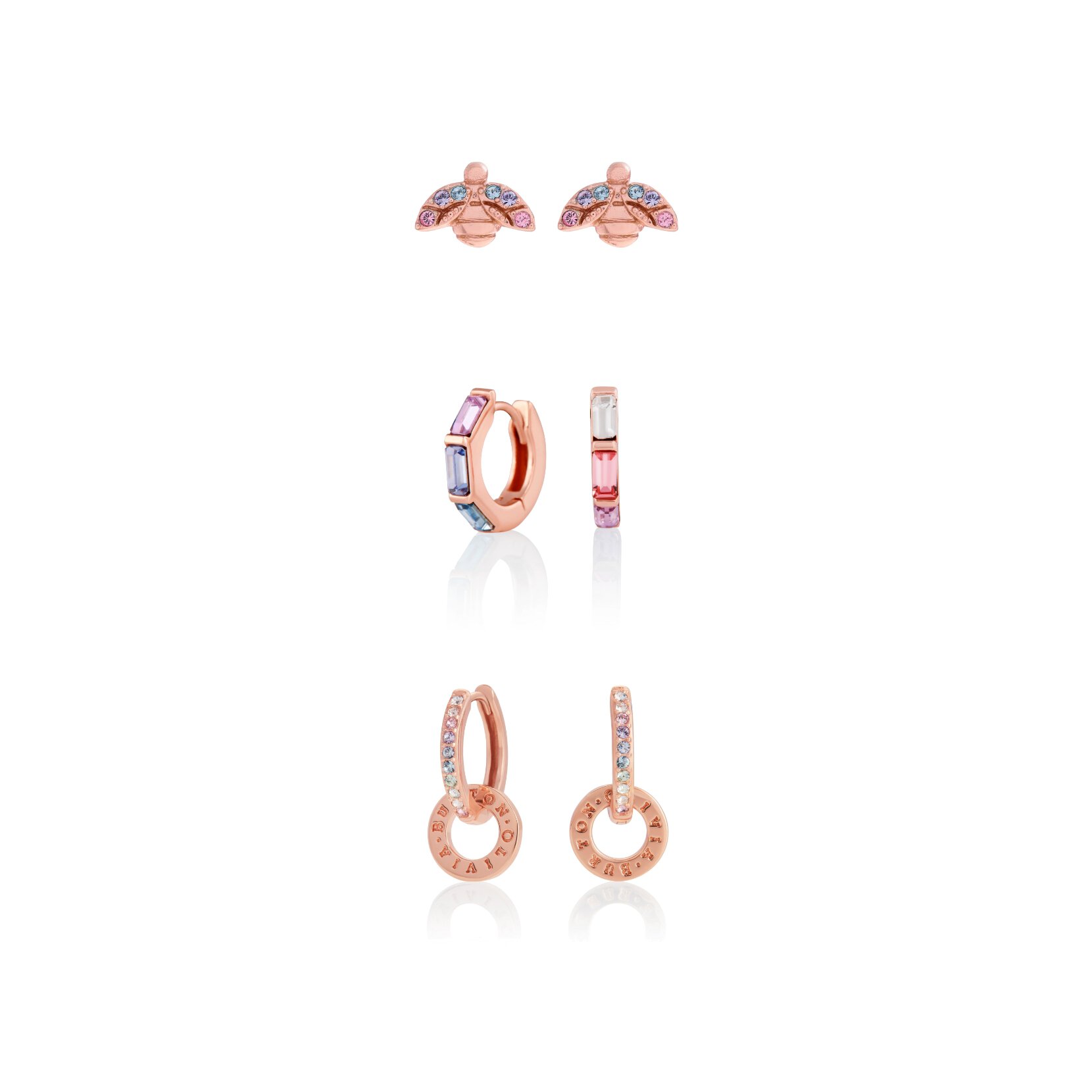 Rainbow Huggies & Rainbow Bee Stud Earring Bundle
