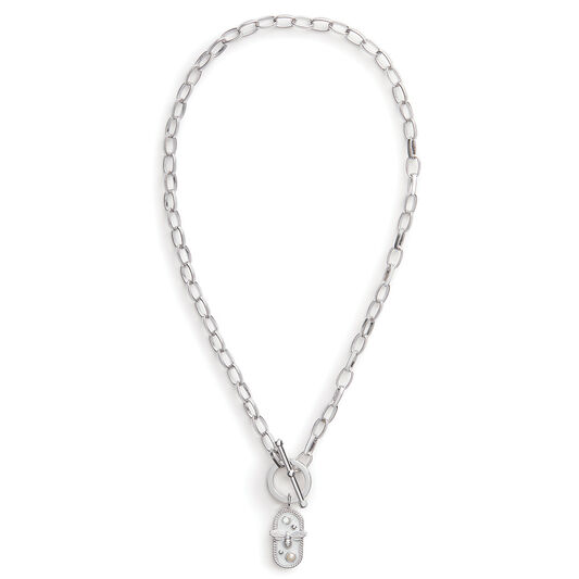 Lucky Bee White Enamel Bee Chain Necklace Silver