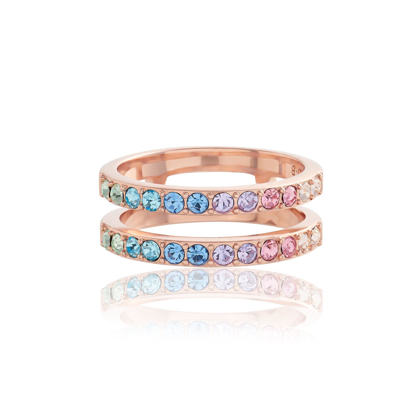 Bague Rainbow Double Band or rose (S)