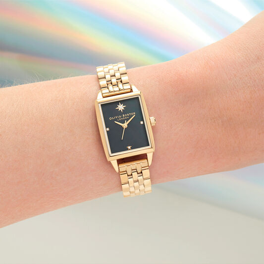 Celestial Black Mother Of Pearl Dial & Gold Bracelet