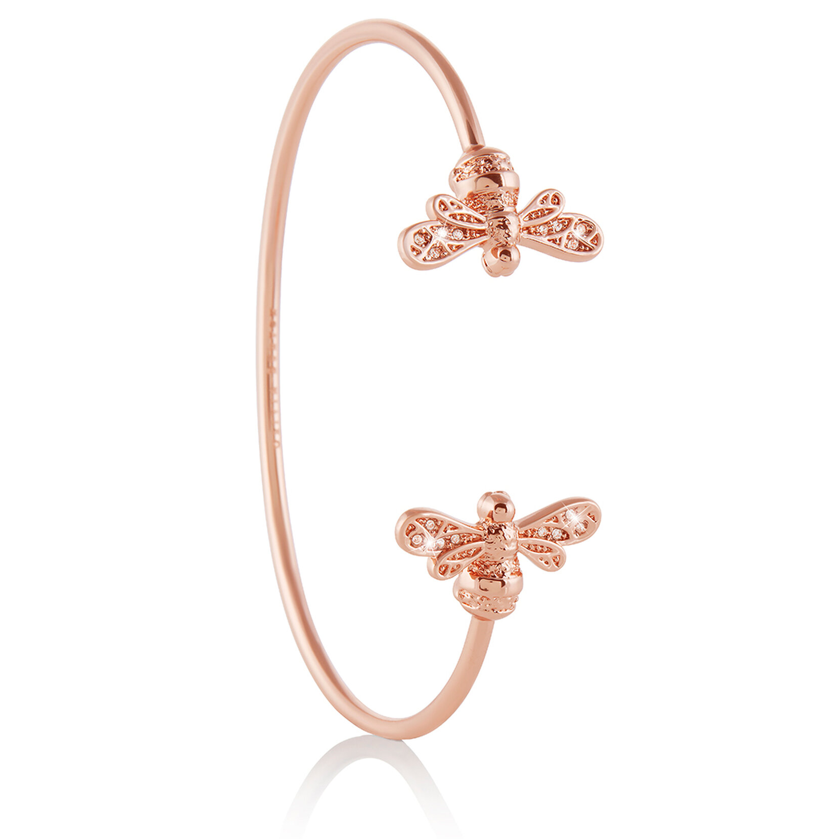 Bracelet au motif d'abeille étincelante en or rose