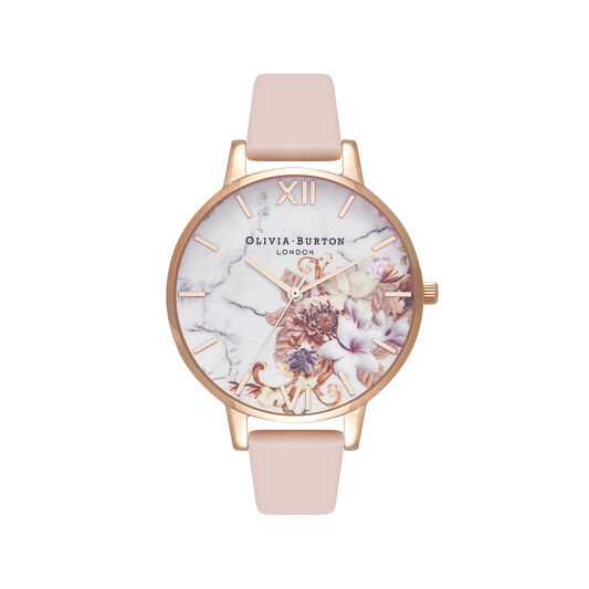 Marble Floral Nude Peach & Rose Gold Watch