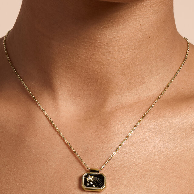 Collier Shooting Star Onyx & Or plaqué