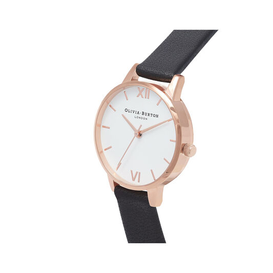 White Dial Midi Black & Rose Gold Watch