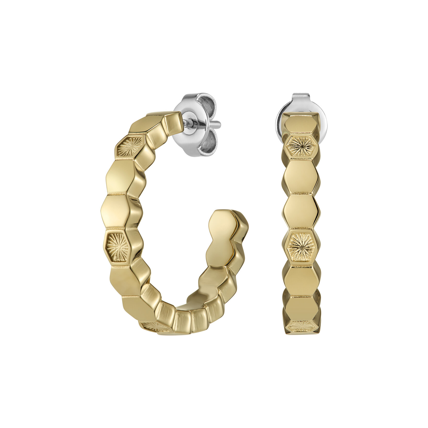 Boucles d'oreilles Créoles Petite Honeycomb Plaqué Or