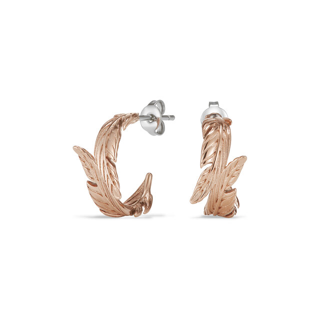 Feather Rose Gold Plated Hoop Earrings