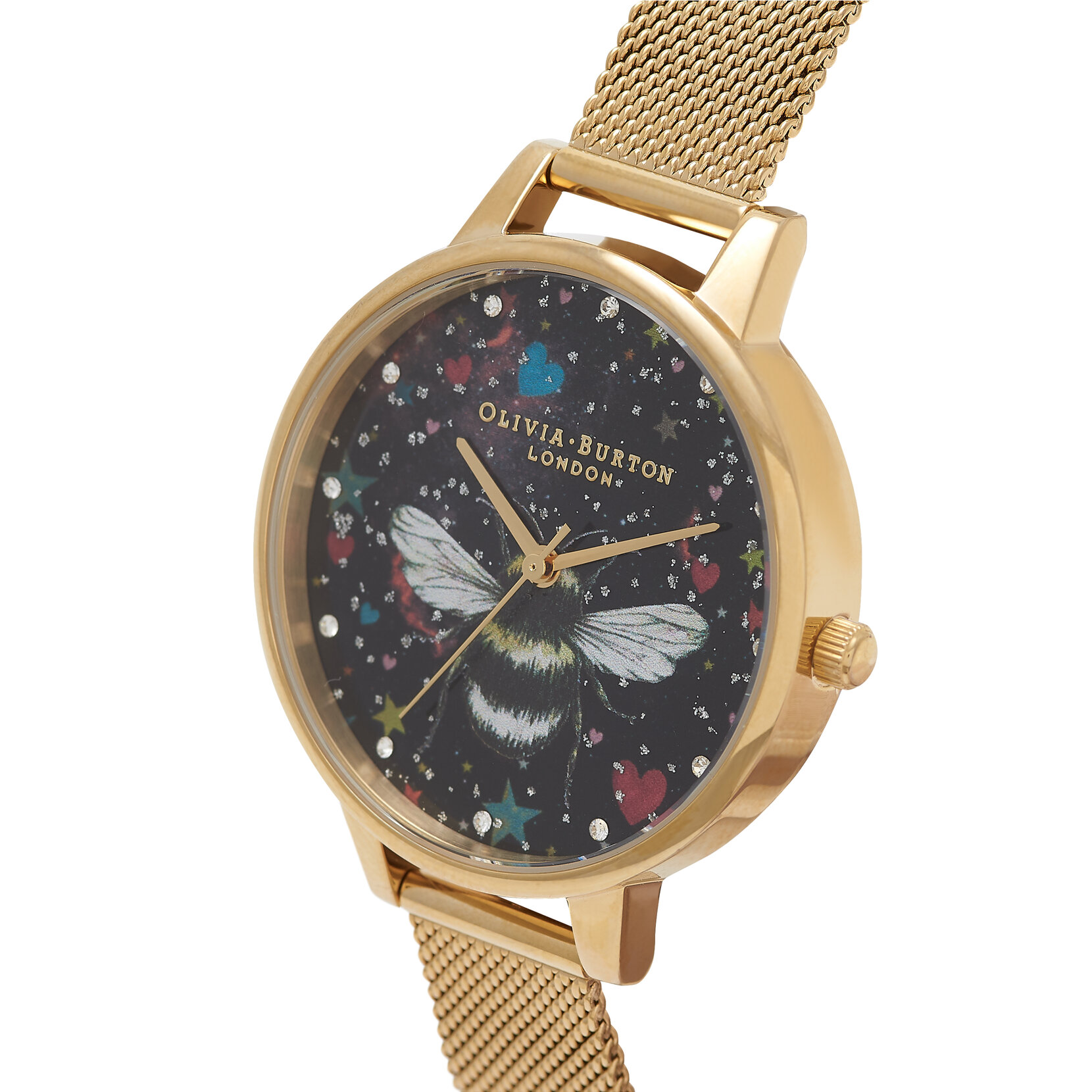 34mm Black & Gold Mesh Watch