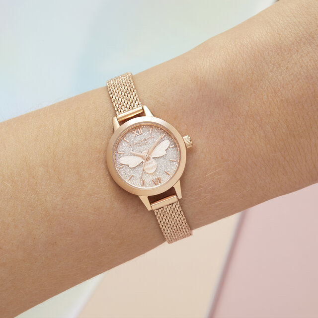 23mm Blush & Rose Gold Mesh Watch