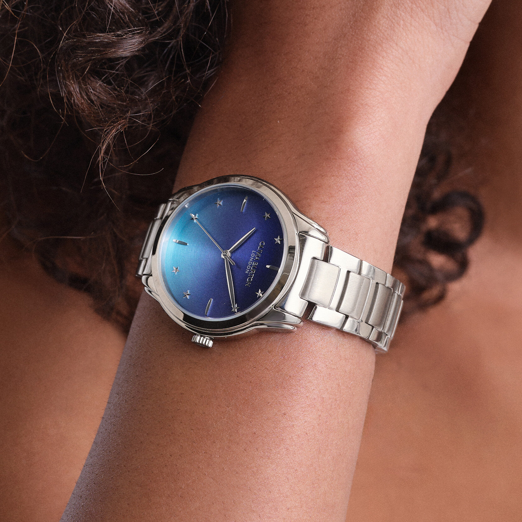Montre-bracelet Colourwave bleu d&eacute;grad&eacute; et argent 36 mm