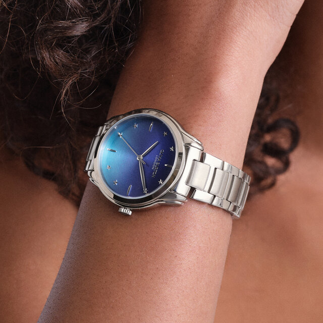 Montre-bracelet Colourwave bleu d&eacute;grad&eacute; et argent 36 mm