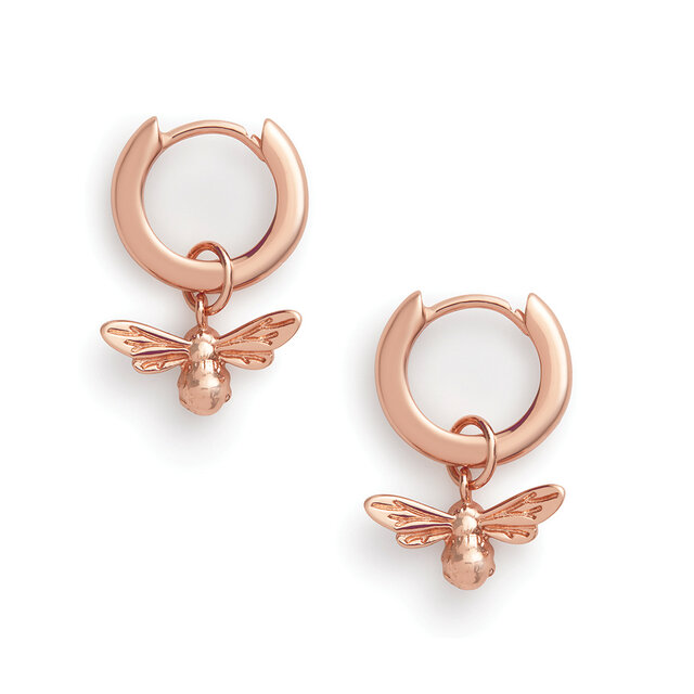 Rose Gold Bee Huggie Hoops