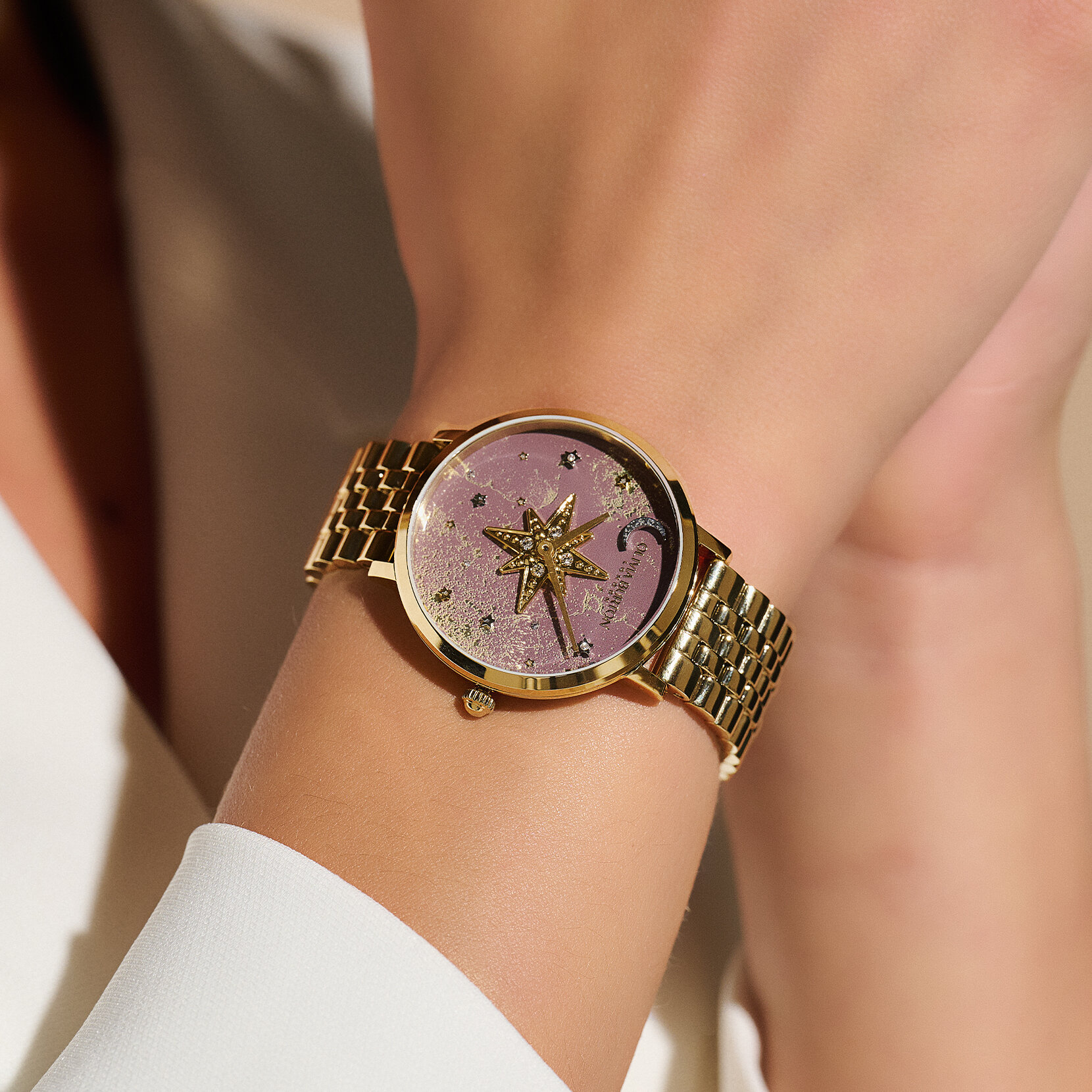 Montre Nova fine avec bracelet Champignon et Or 35 mm