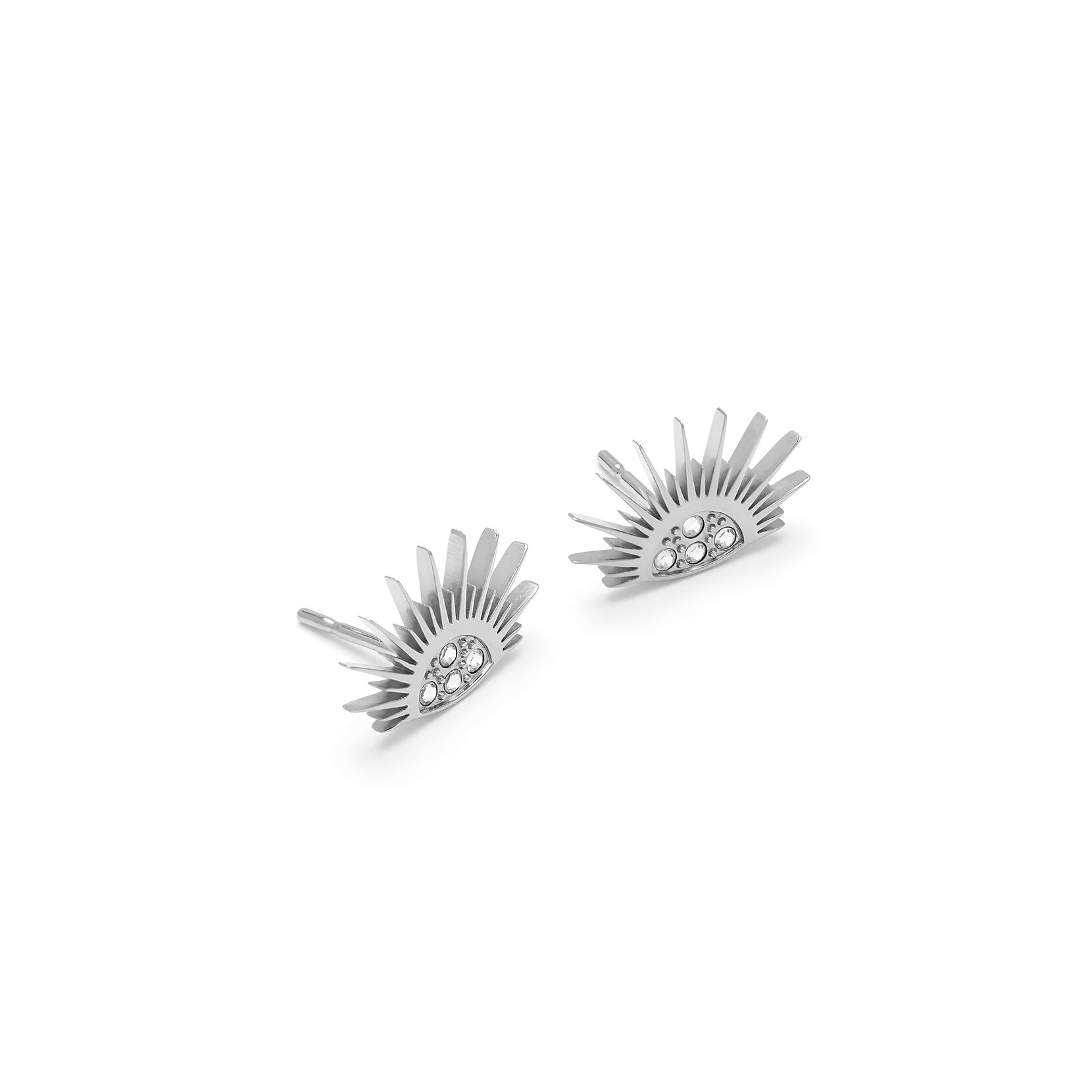 Celestial Sun Silver Tone Stud Earrings
