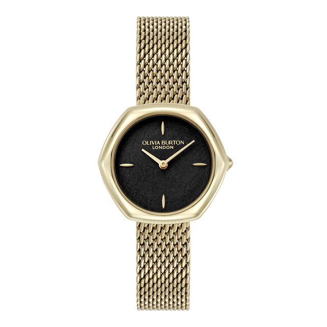 28mm Charing Black & Gold Mesh Watch