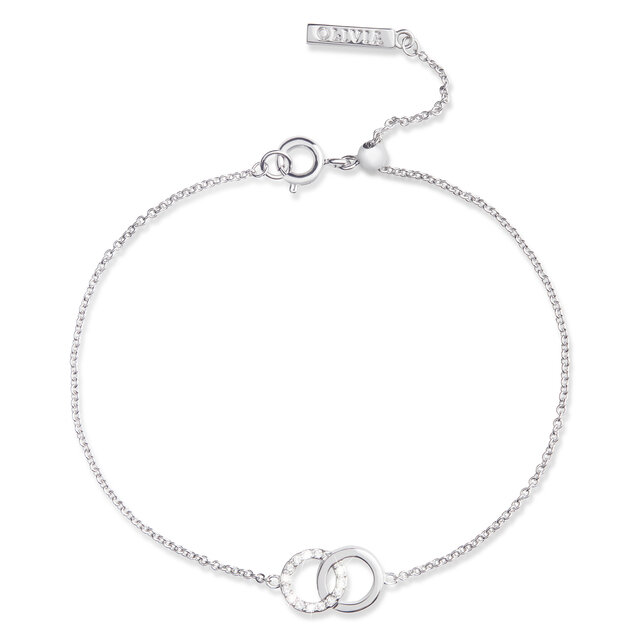 Bejewelled Interlink Chain Bracelet Silver
