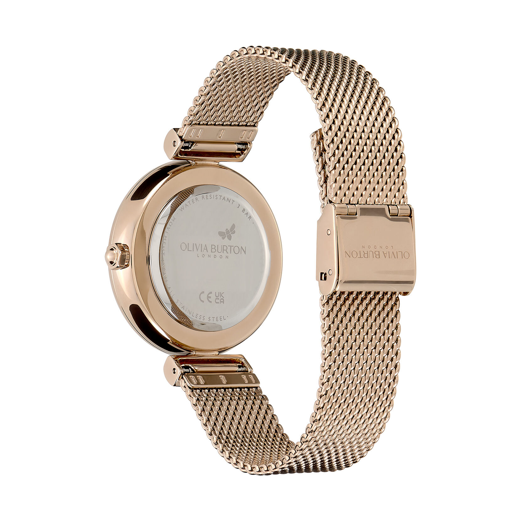 36mm Minima Bee T Bar Carnation Gold Mesh Watch