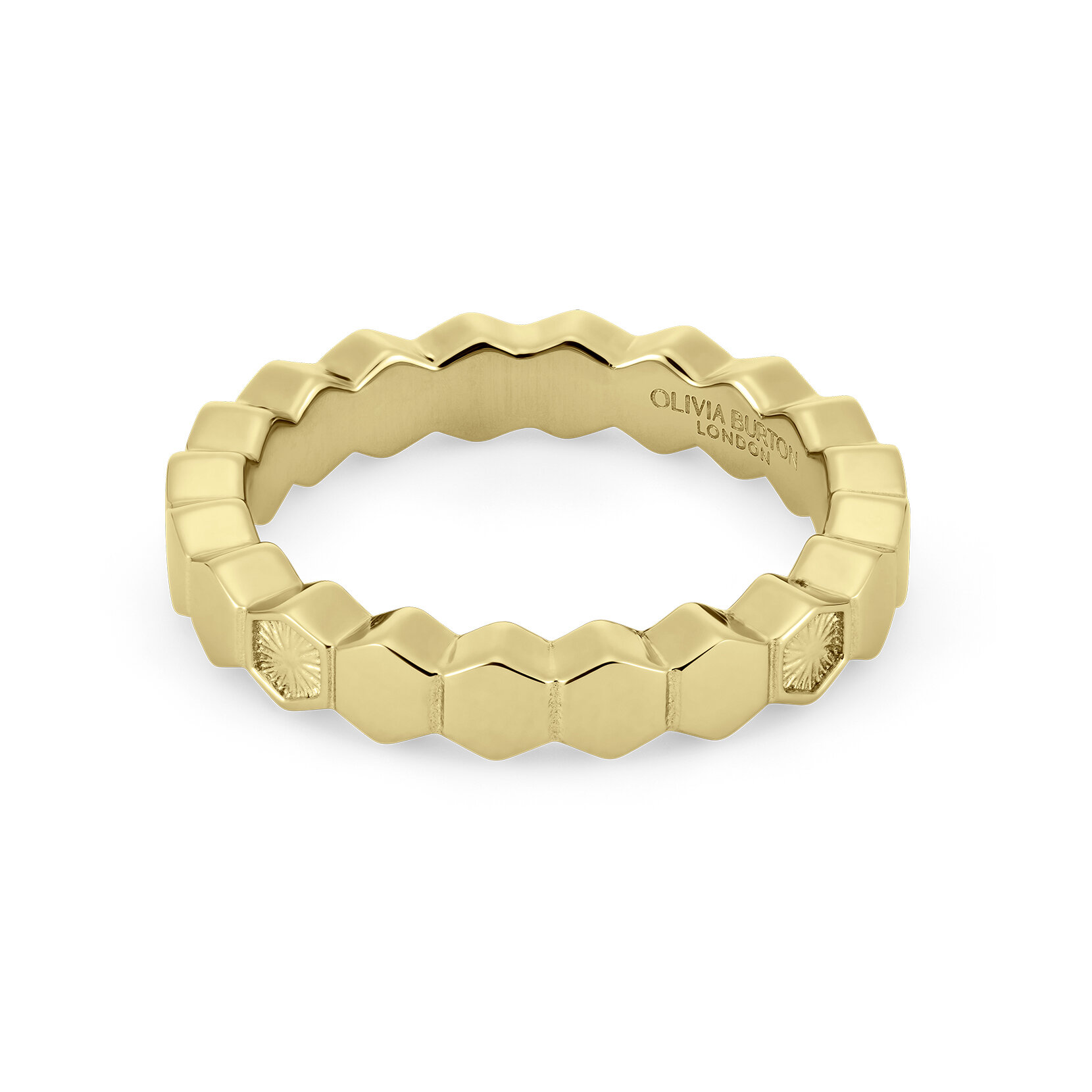 Bague M Petite Honeycomb Plaqué Or