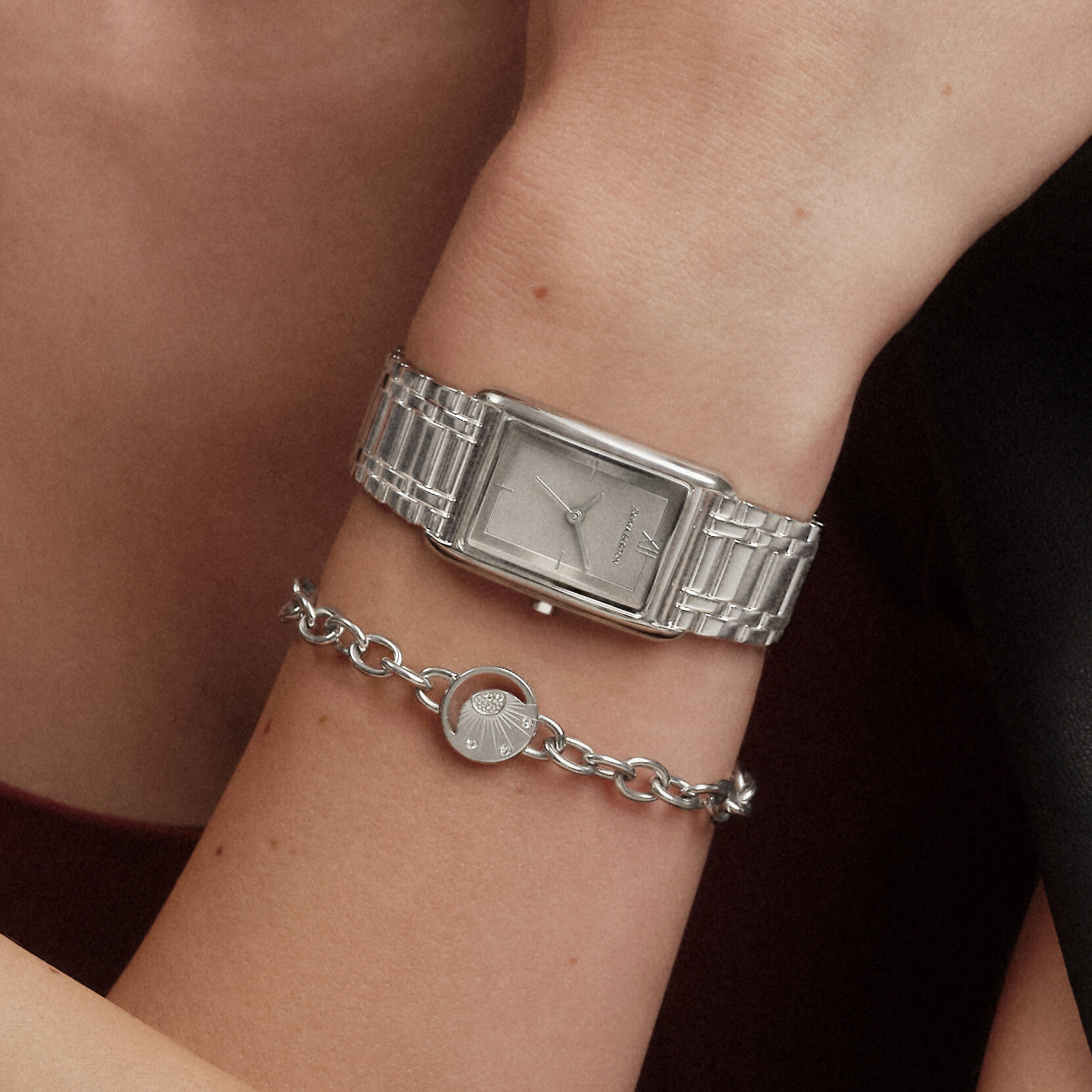 23mm Grove Dove Grey & Silver Bracelet Watch & Celestial Sun Bracelet Gift Set