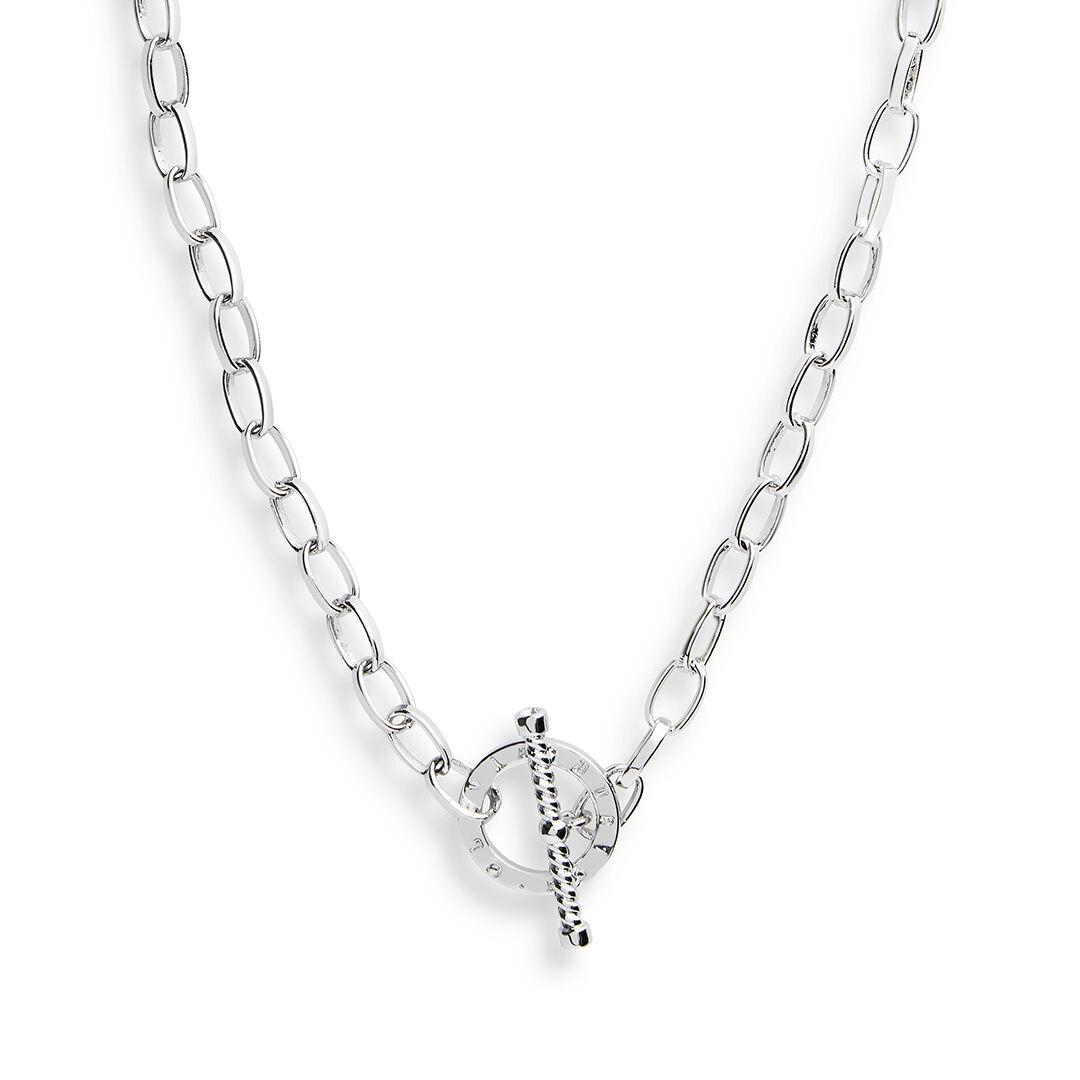 Bejewelled T-Bar Necklace Silver 
