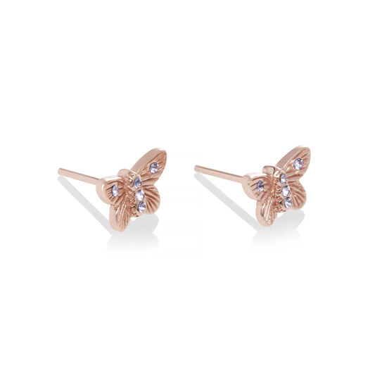 Bejewelled Butterfly Earrings Rose Gold & Tanzanite