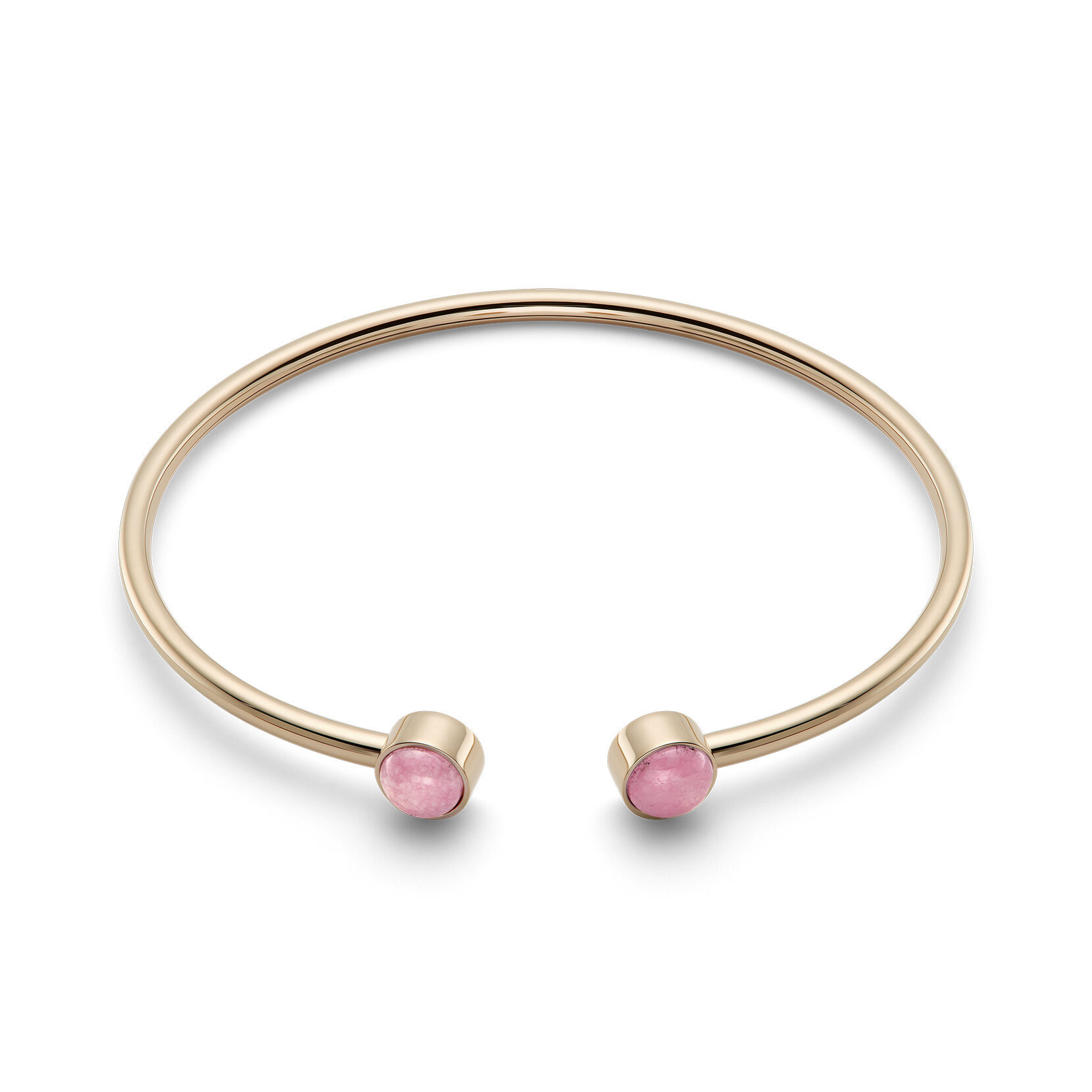 Rose Quartz Cabochon Rose Gold Plated Gemstone Bangle