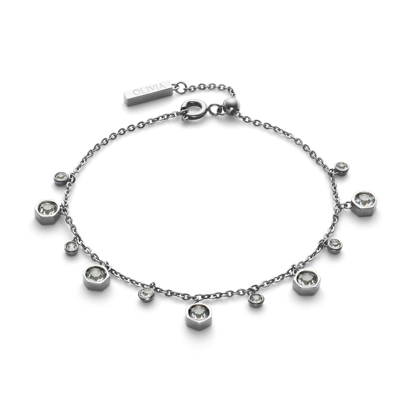 Mini Droplet Clear Crystal Silver Tone Bracelet
