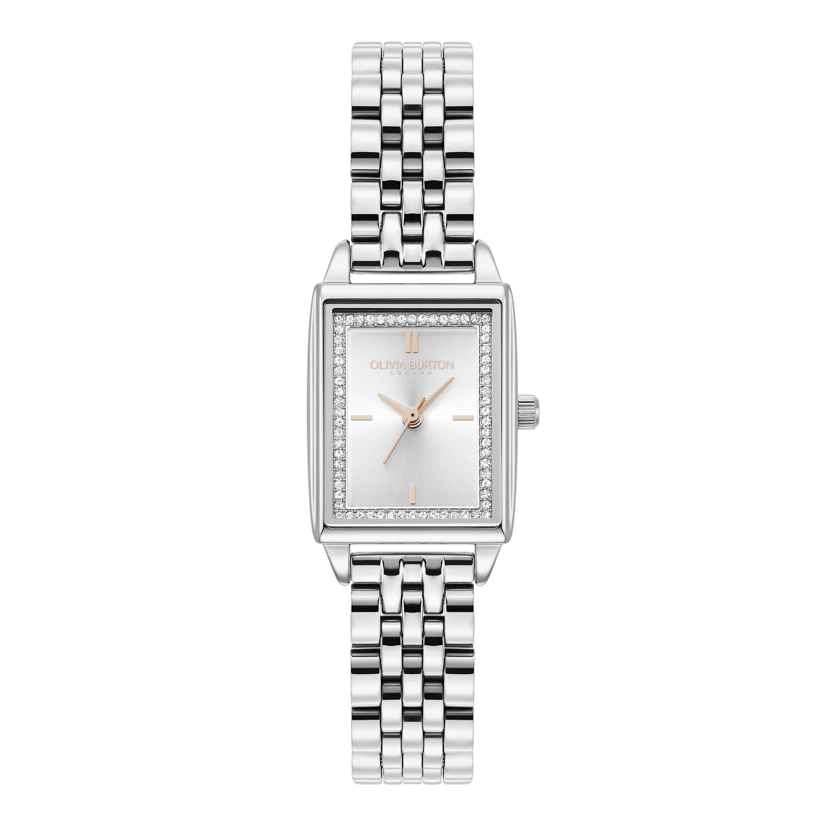 21mm Rectangle White & Silver Bracelet Watch