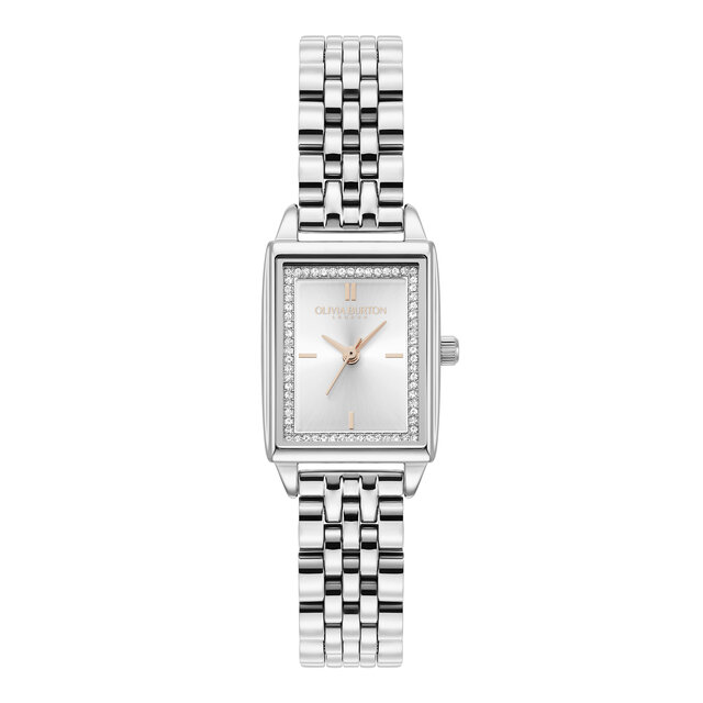 21mm Rectangle White & Silver Bracelet Watch