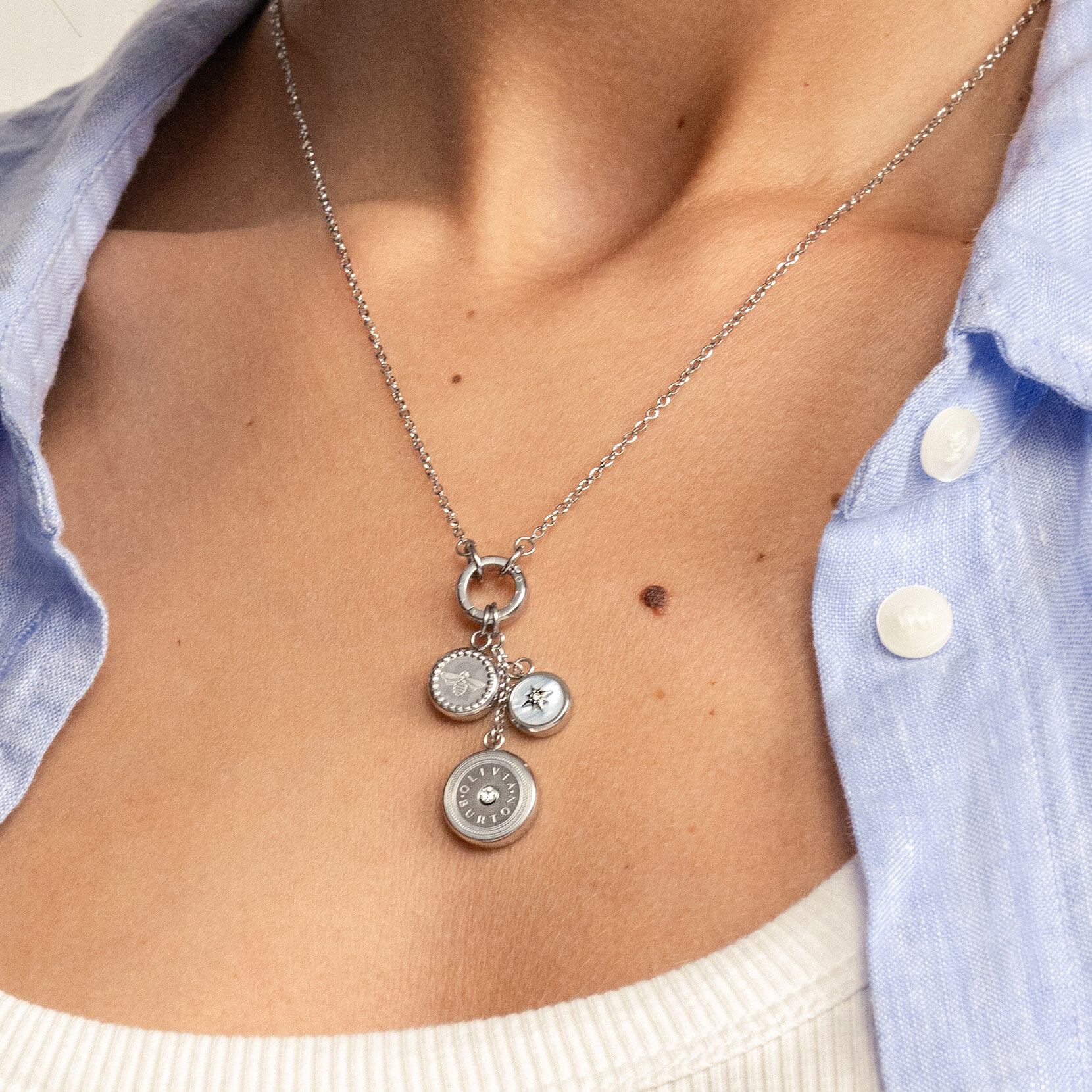 Collier Charms Abeille & Étoile Polaire Argent