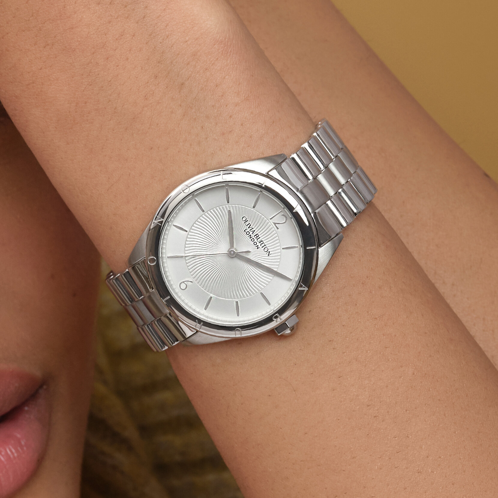 36mm Swirled Silver Bracelet Watch