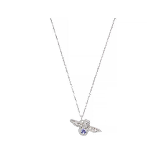 Bejewelled Bee Pendant, Tanzanite Necklace