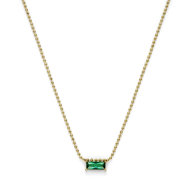 Collier Baguette Cristal Vert Plaqué Or