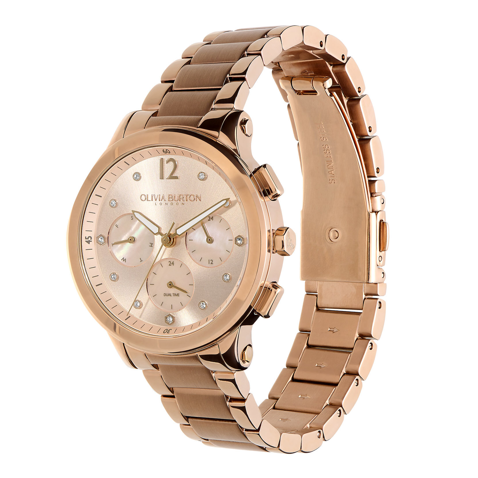 Montre multifonction Rose pastel et Or rose 38 mm