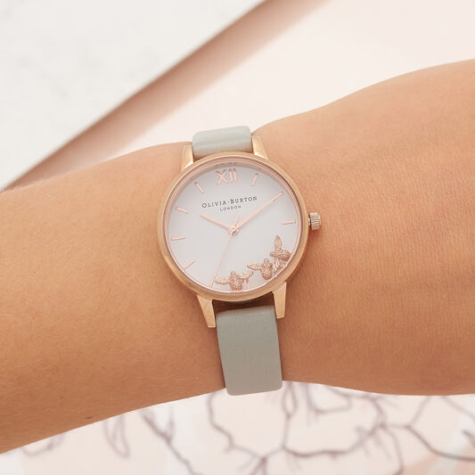 Busy Bees Grey & Rose Gold Watch
