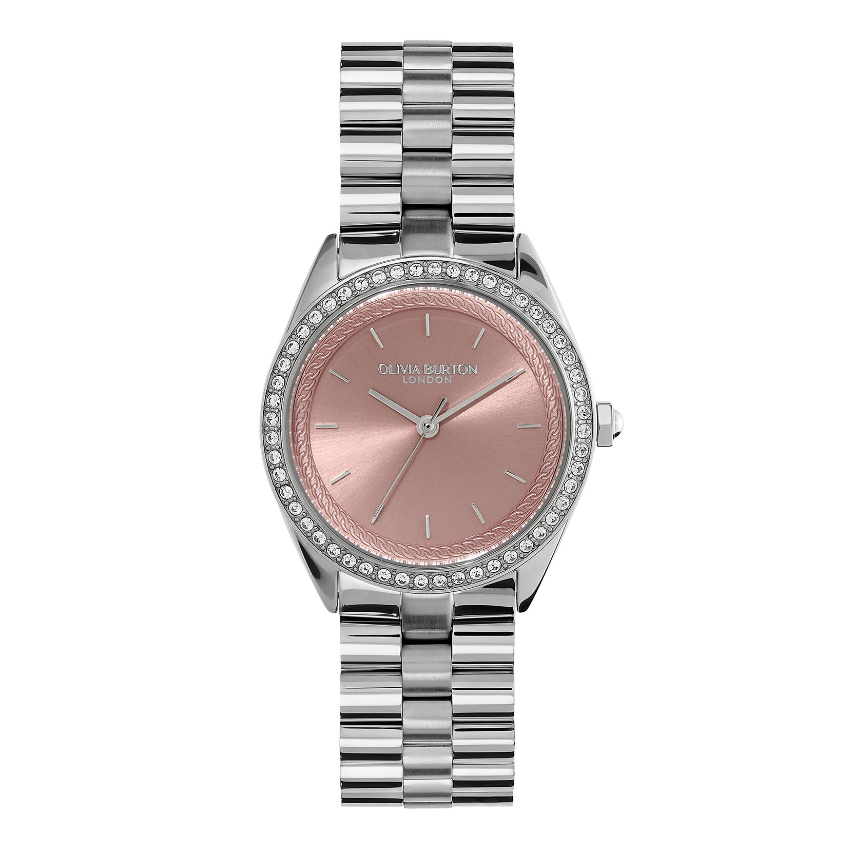 Montre Bejewelled Rose Pâle & Bracelet Argent 34 mm