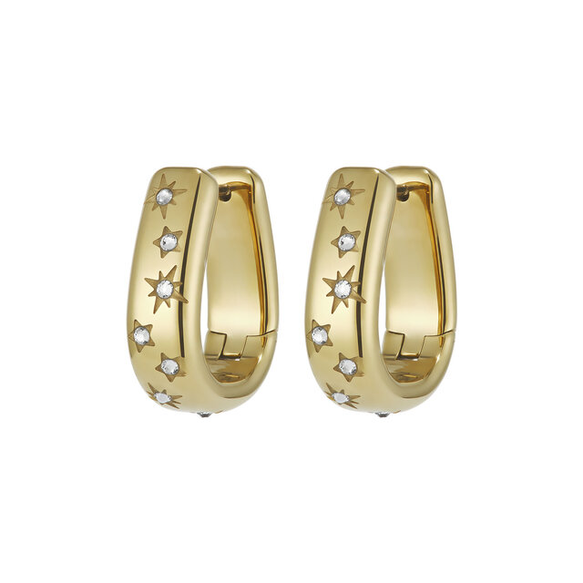 Boucles d'oreilles Cr&eacute;oles Plaqu&eacute;es Or avec Cristaux C&eacute;lestes