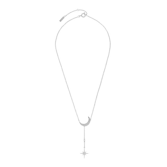 North Star & Moon Silver Necklace