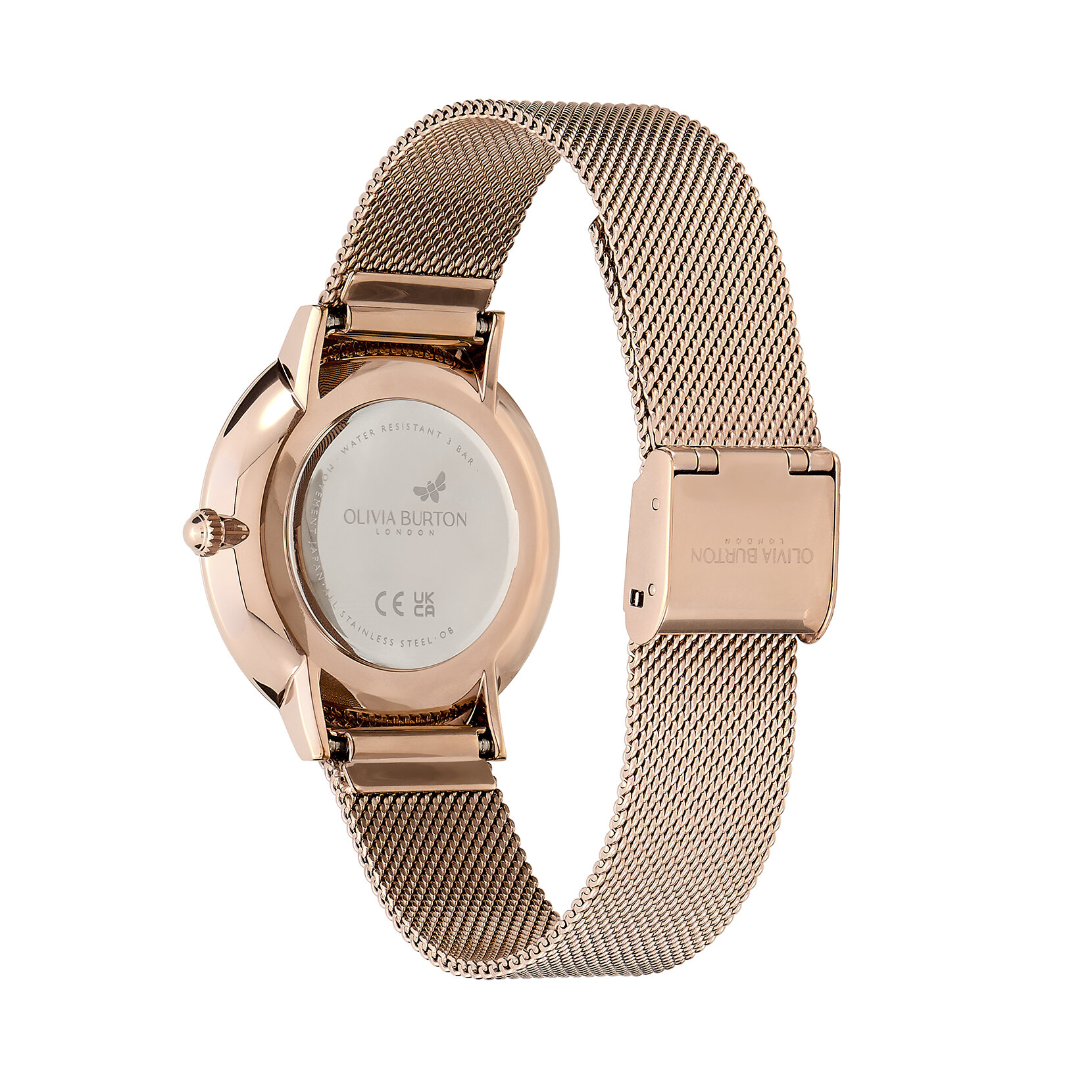 Montre Floral Blooms ultra fine avec bracelet en Rose pastel et Or rose milanais 35 mm