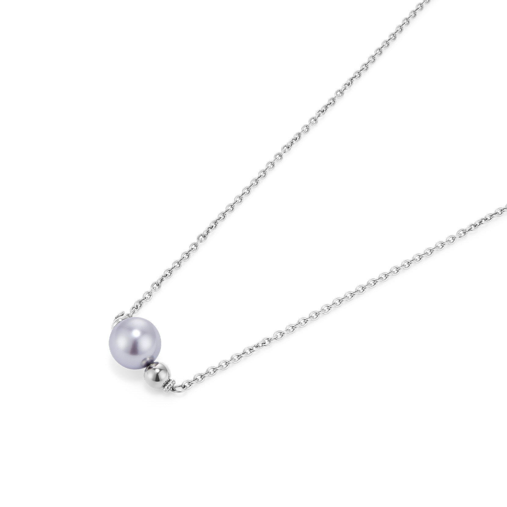 Modern Lavender Pearl Silver Tone Necklace