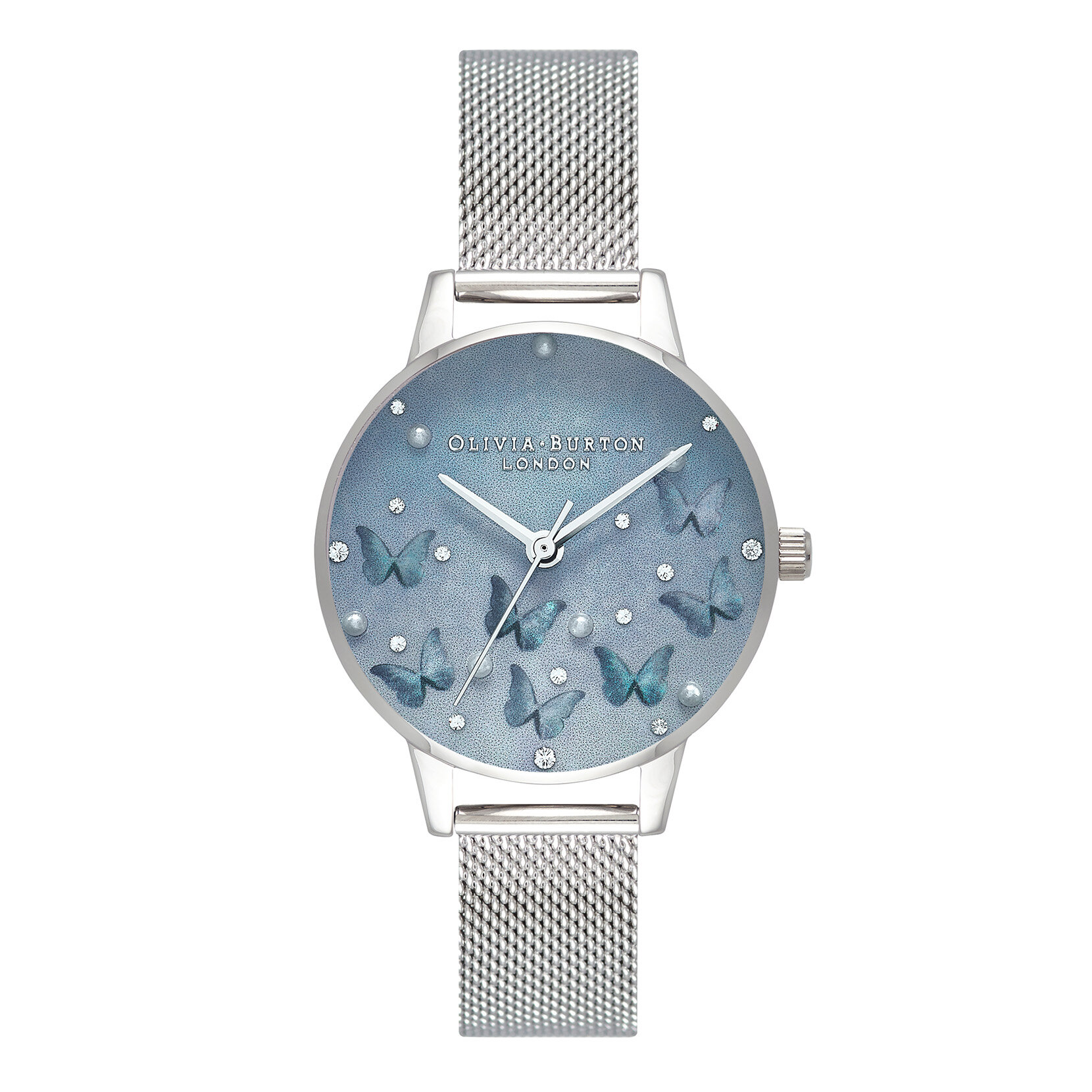 30mm Blue & Silver Mesh Watch