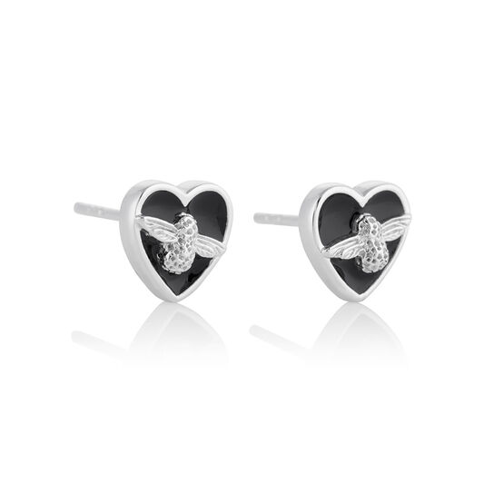 Love Bug Black & Silver Studs