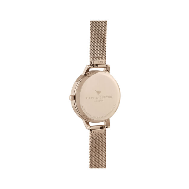 Cadran Demi blanc et bracelet milanais or rose pâle