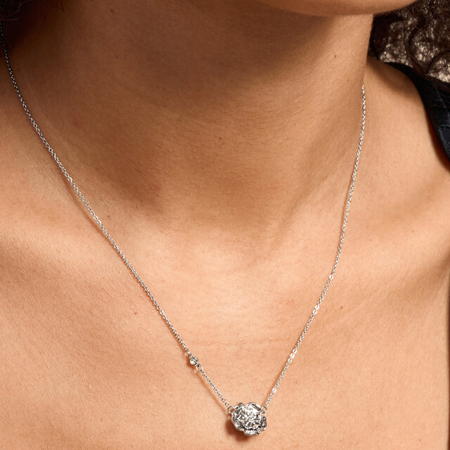 Tudor Rose Silver Tone Pendant Necklace