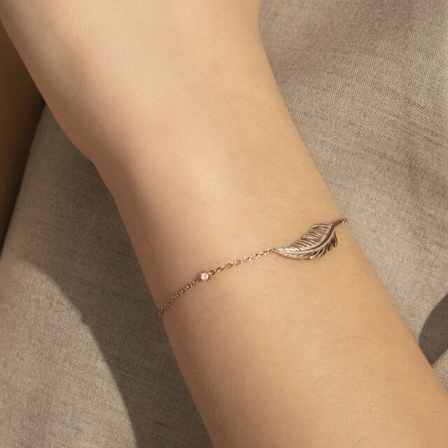 Bracelet Plume Plaqué Or Rose