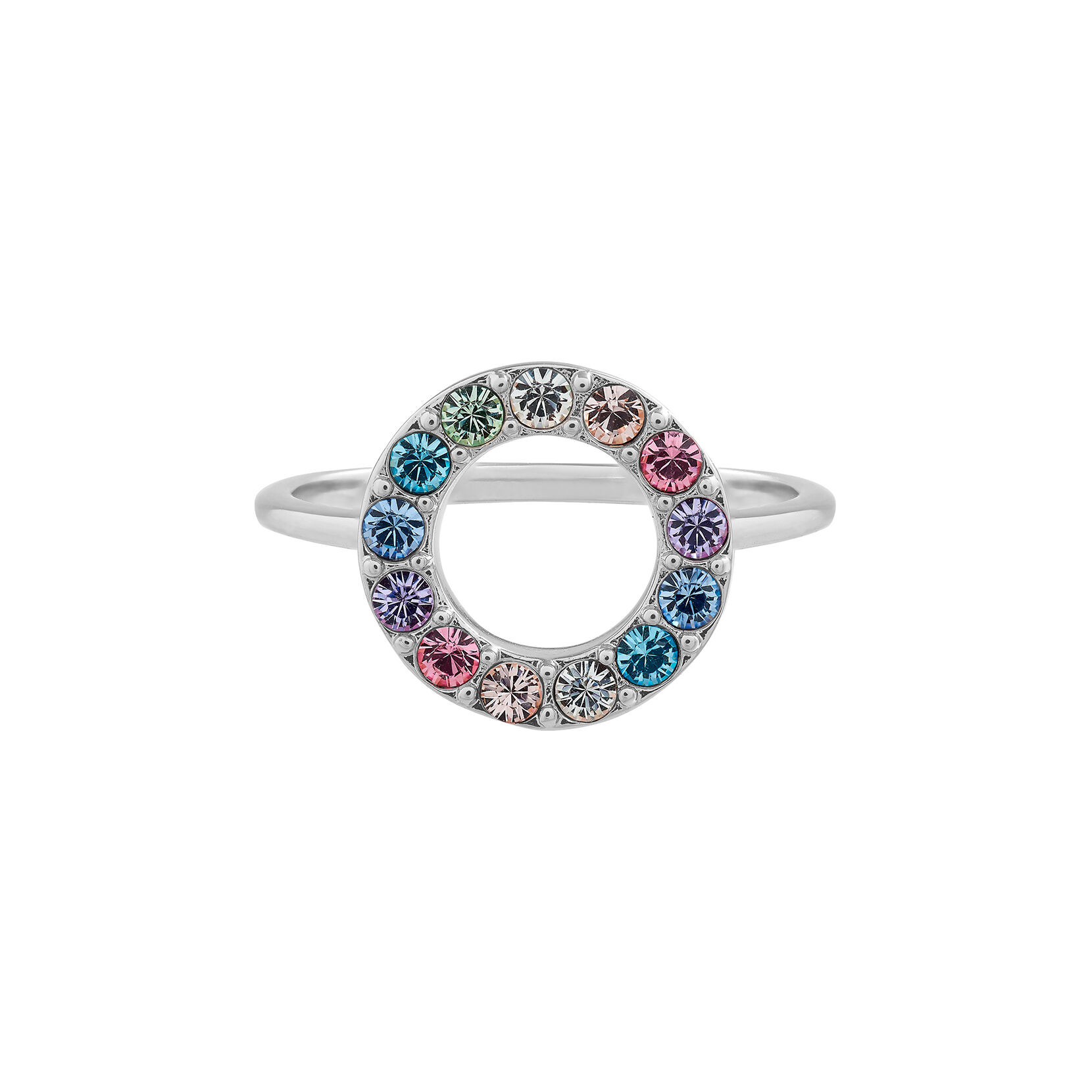 Silver Rainbow Halo Ring