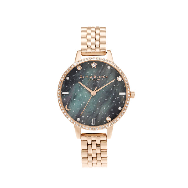34mm Black & Rose Gold Bracelet Watch
