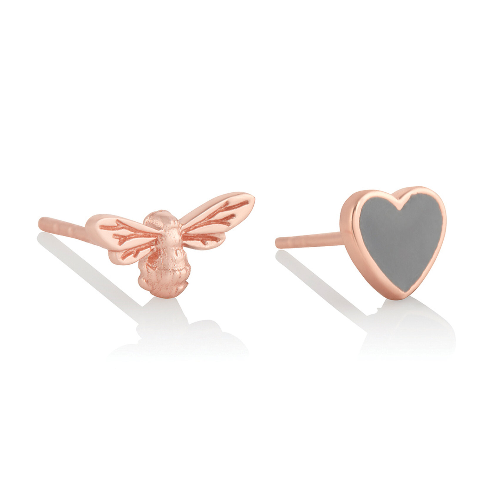 Clous d’oreilles You have my Heart gris et or rose